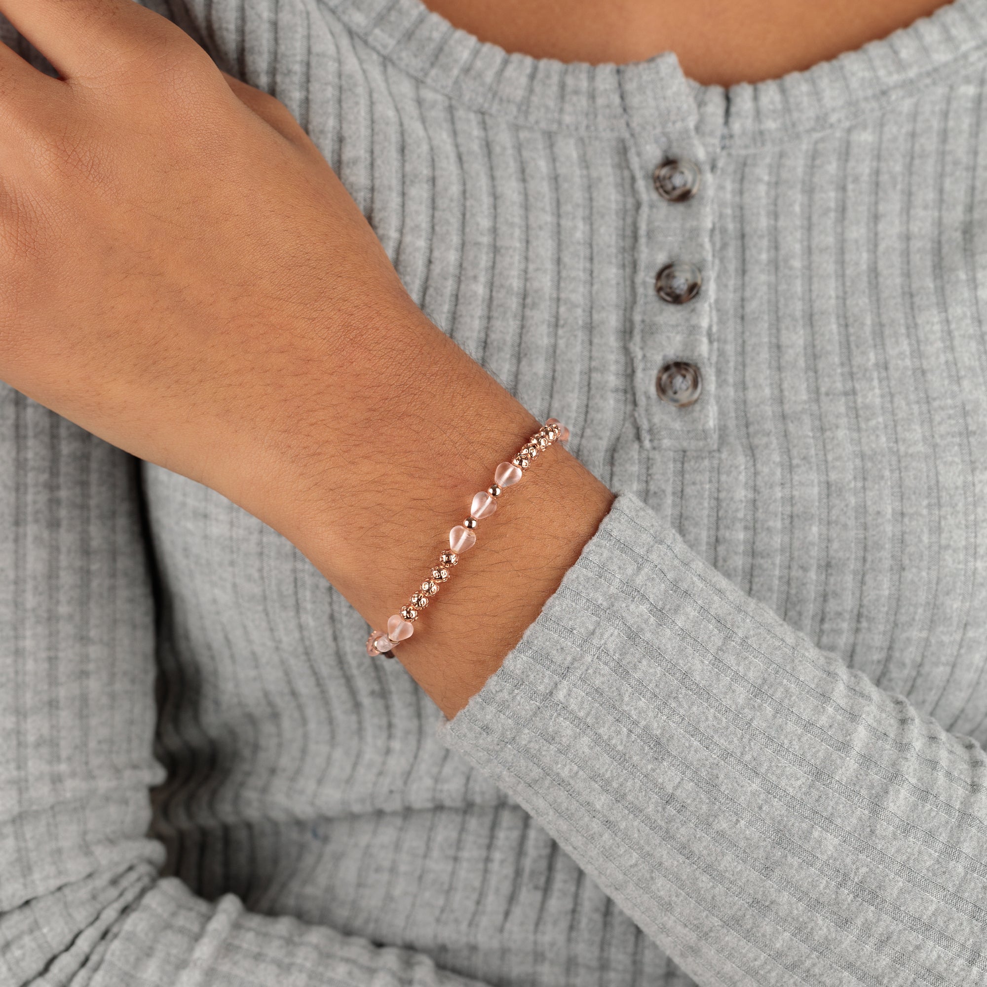 Crystal Heart Stretch Bracelet, Pink
