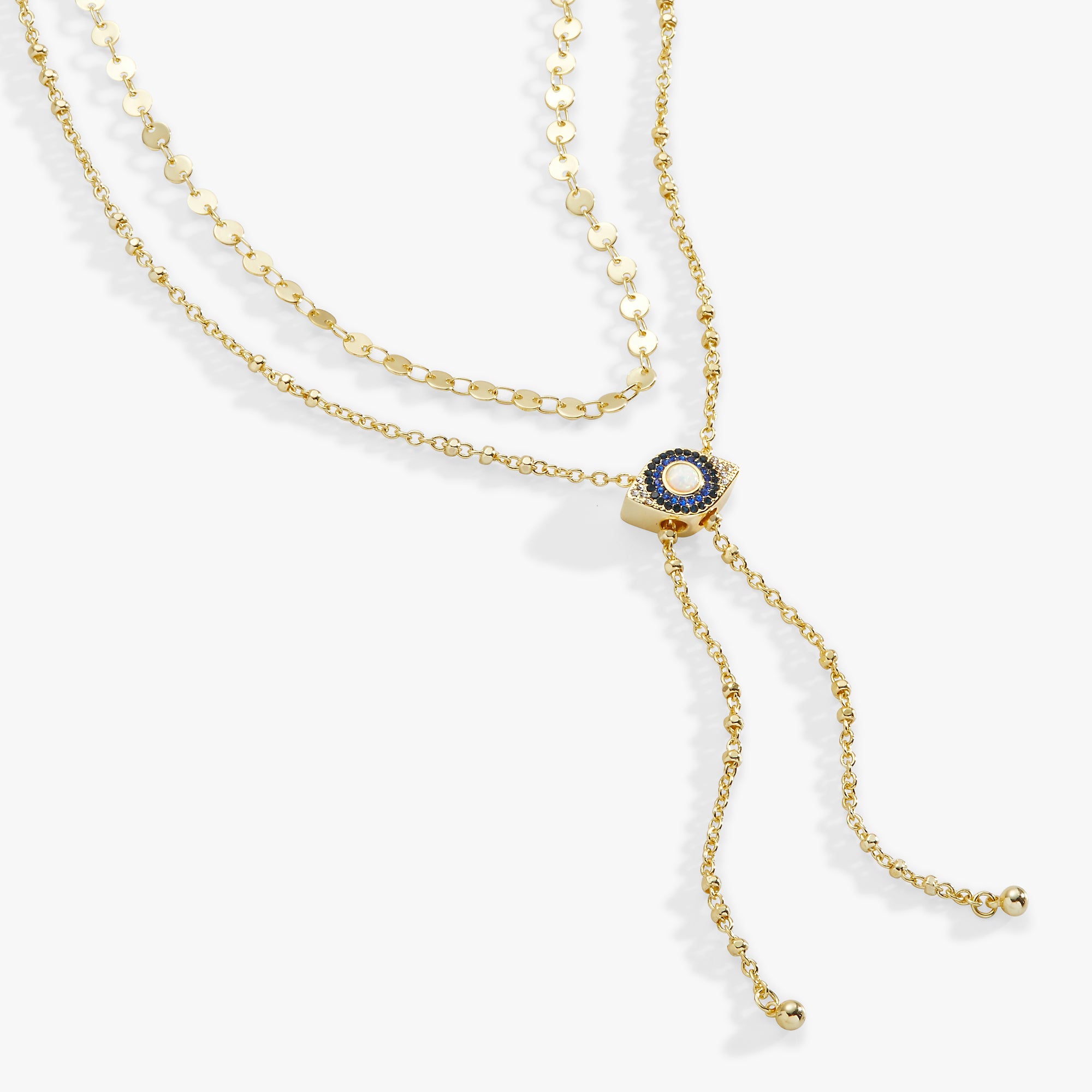 Evil Eye Layered Bolo Necklace