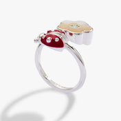 Ladybug and Mother of Pearl Flower Ring