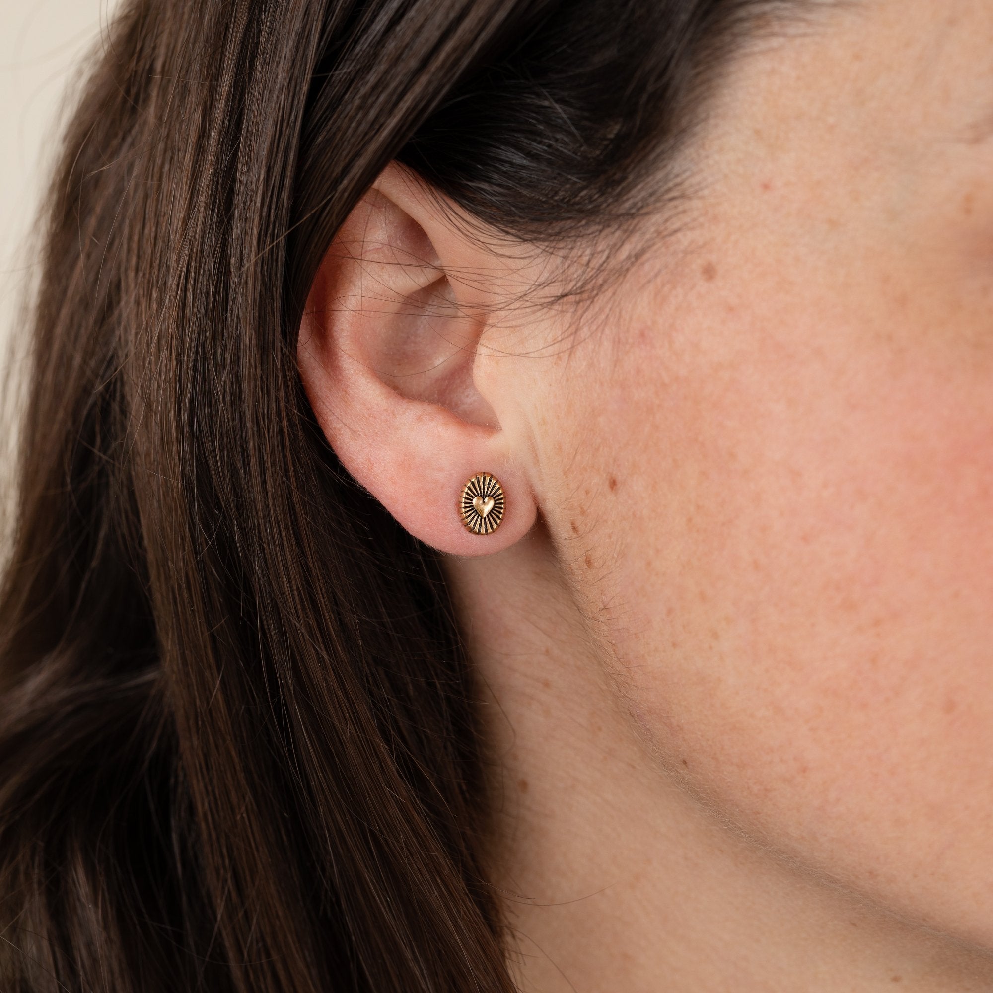 Heart Embossed Stud Earrings