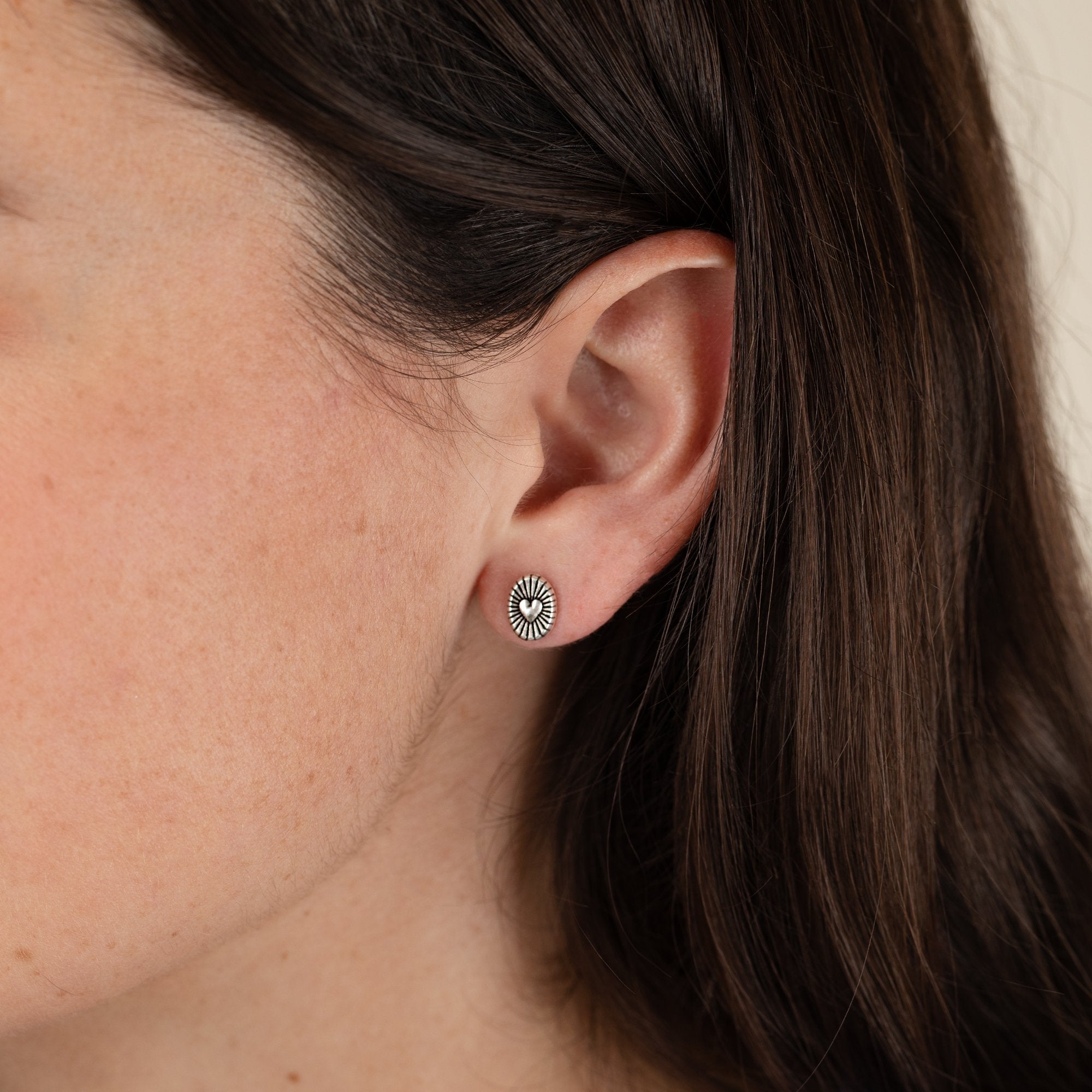 Heart Embossed Stud Earrings