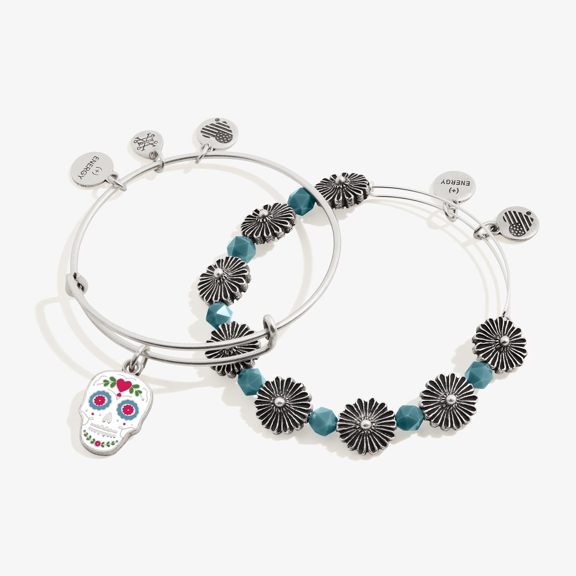 Calavera Charm Bangles, Set of 2