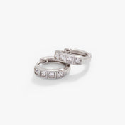 Crystal Huggie Hoop Earrings, Clear Crystal