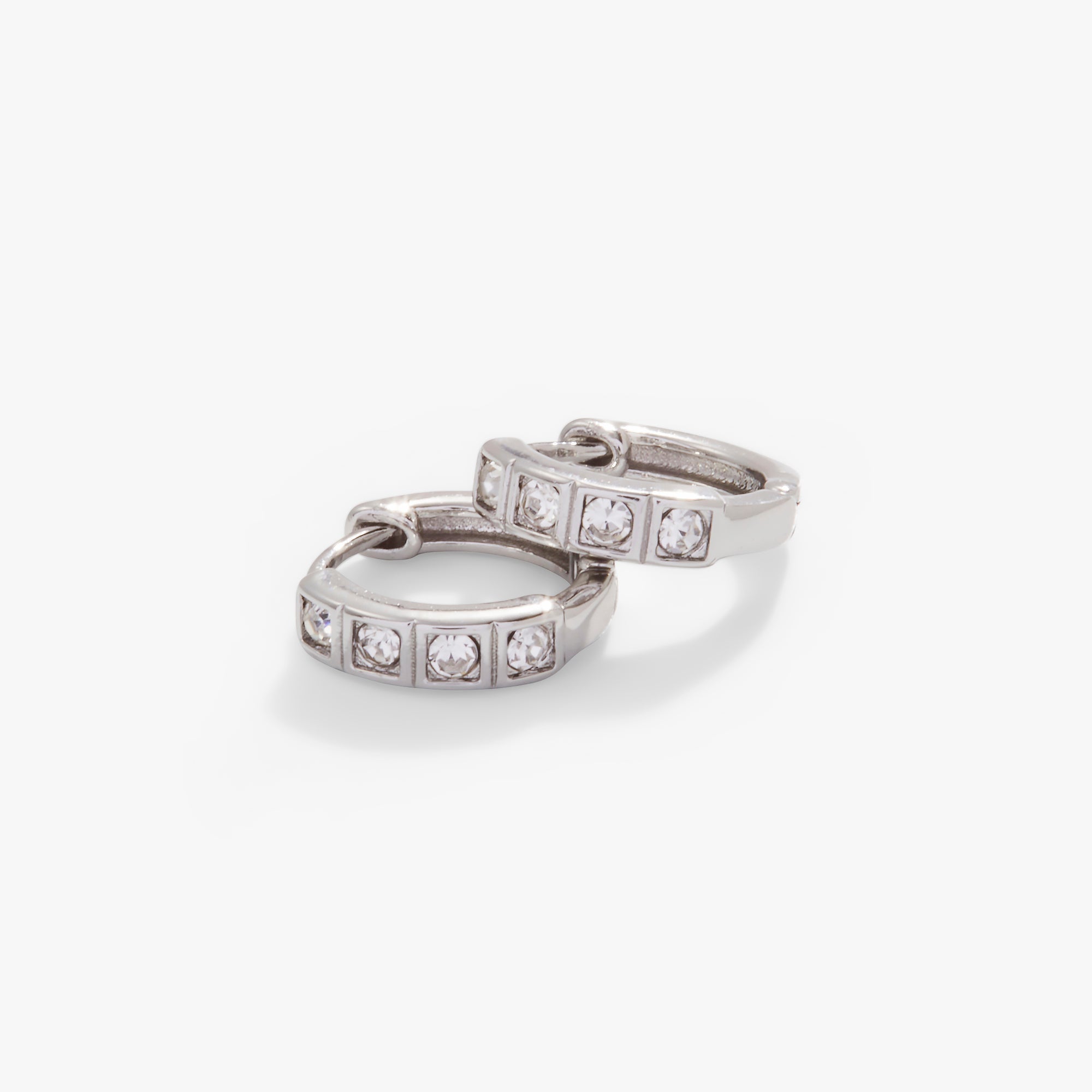 Crystal Huggie Hoop Earrings, Clear Crystal
