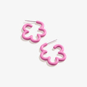 Floral Huggie Hoop Earrings, Ocean Blue