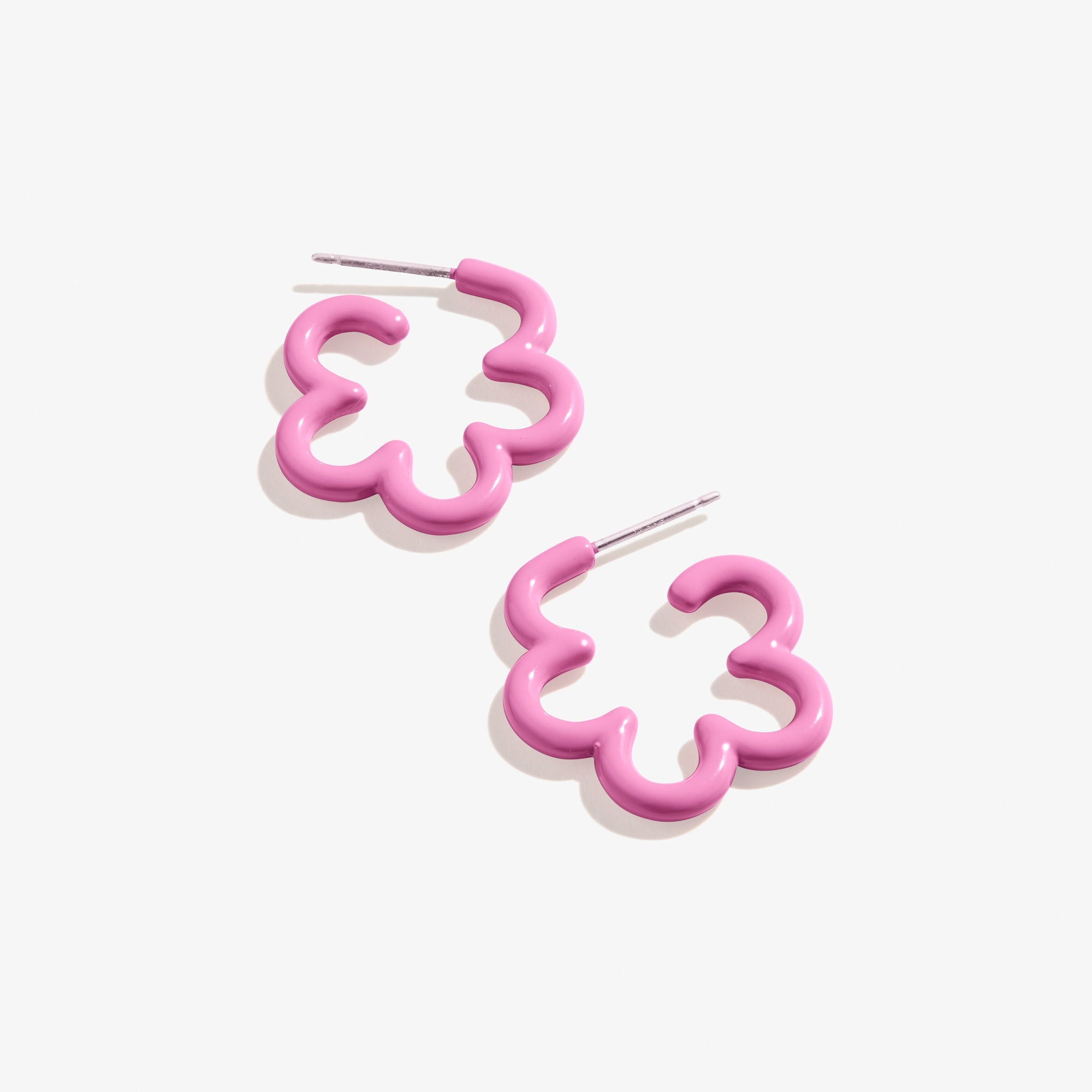 Floral Huggie Hoop Earrings, Ocean Blue