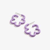 Floral Huggie Hoop Earrings, Ocean Blue