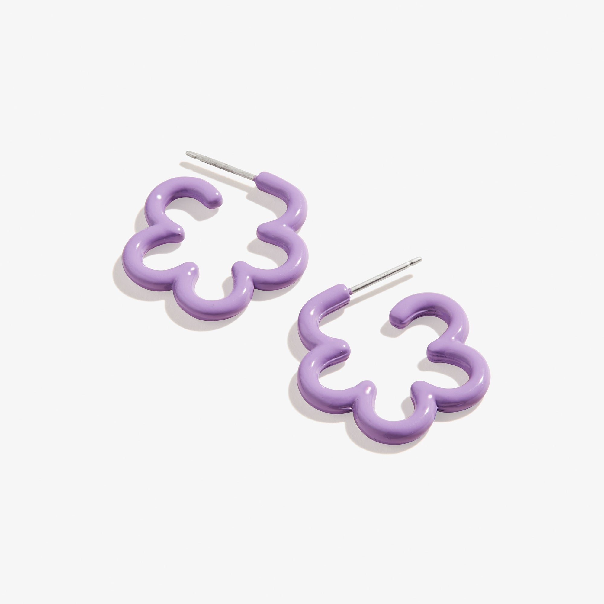 Floral Huggie Hoop Earrings, Ocean Blue