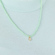 Good Fortune Four-Leaf Clover + Green Bead Necklace