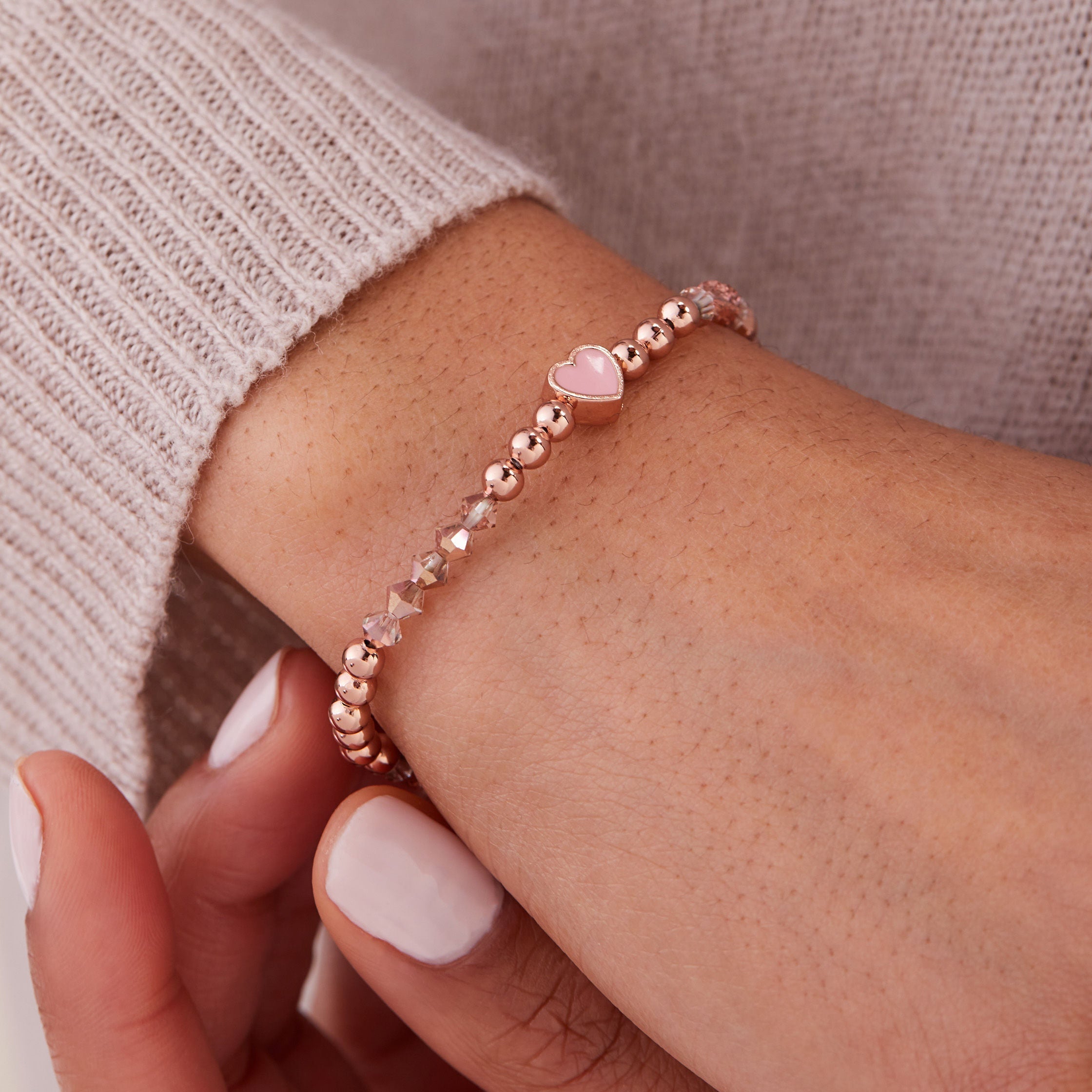 Heart Stretch Bracelet, Pink