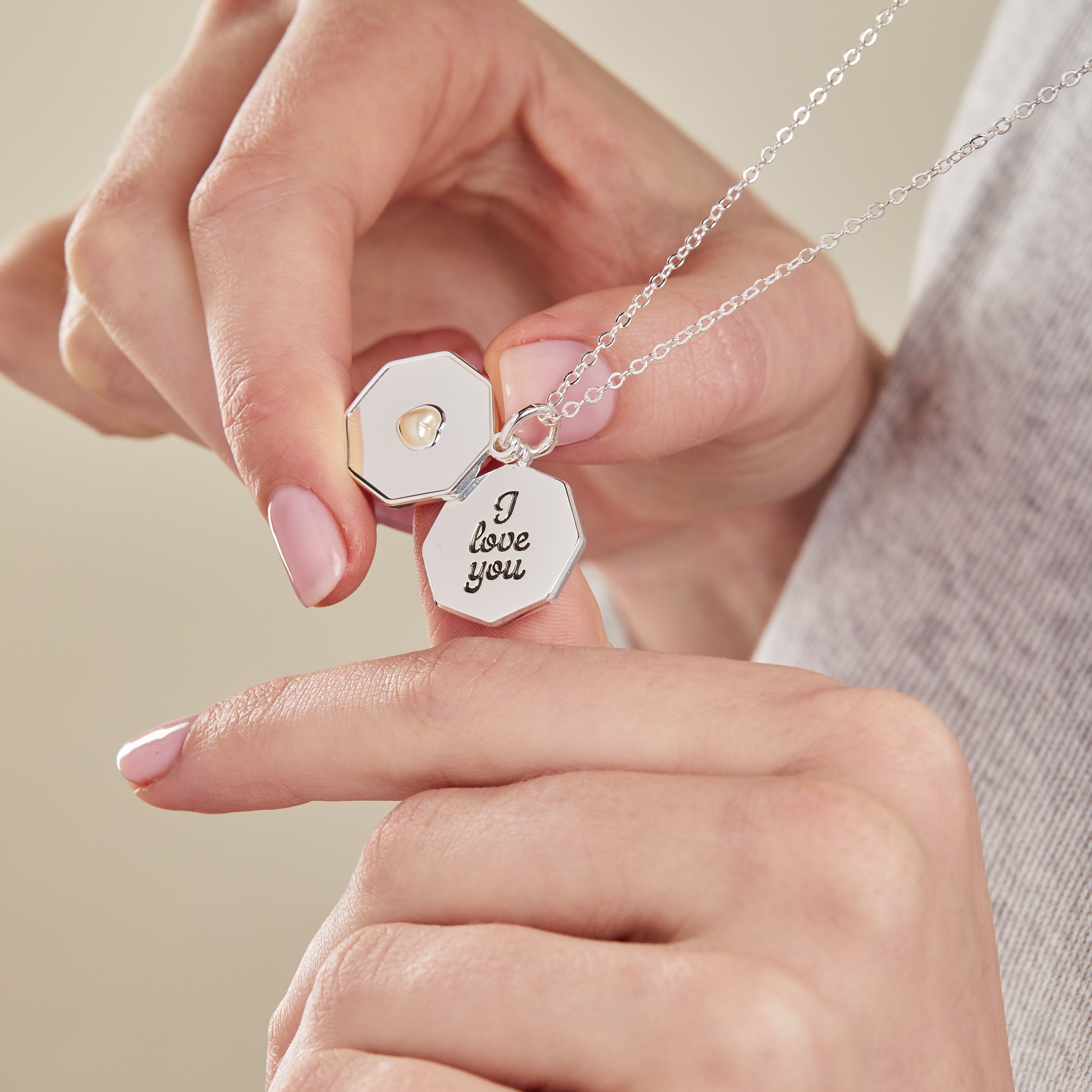 'I Love You' Slider Charm Necklace, Adjustable