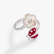 Ladybug and Mother of Pearl Flower Ring