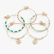 Love + Luck Charm Bangle Bracelets, Set of 5