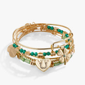 Love + Luck Charm Bangle Bracelets, Set of 5