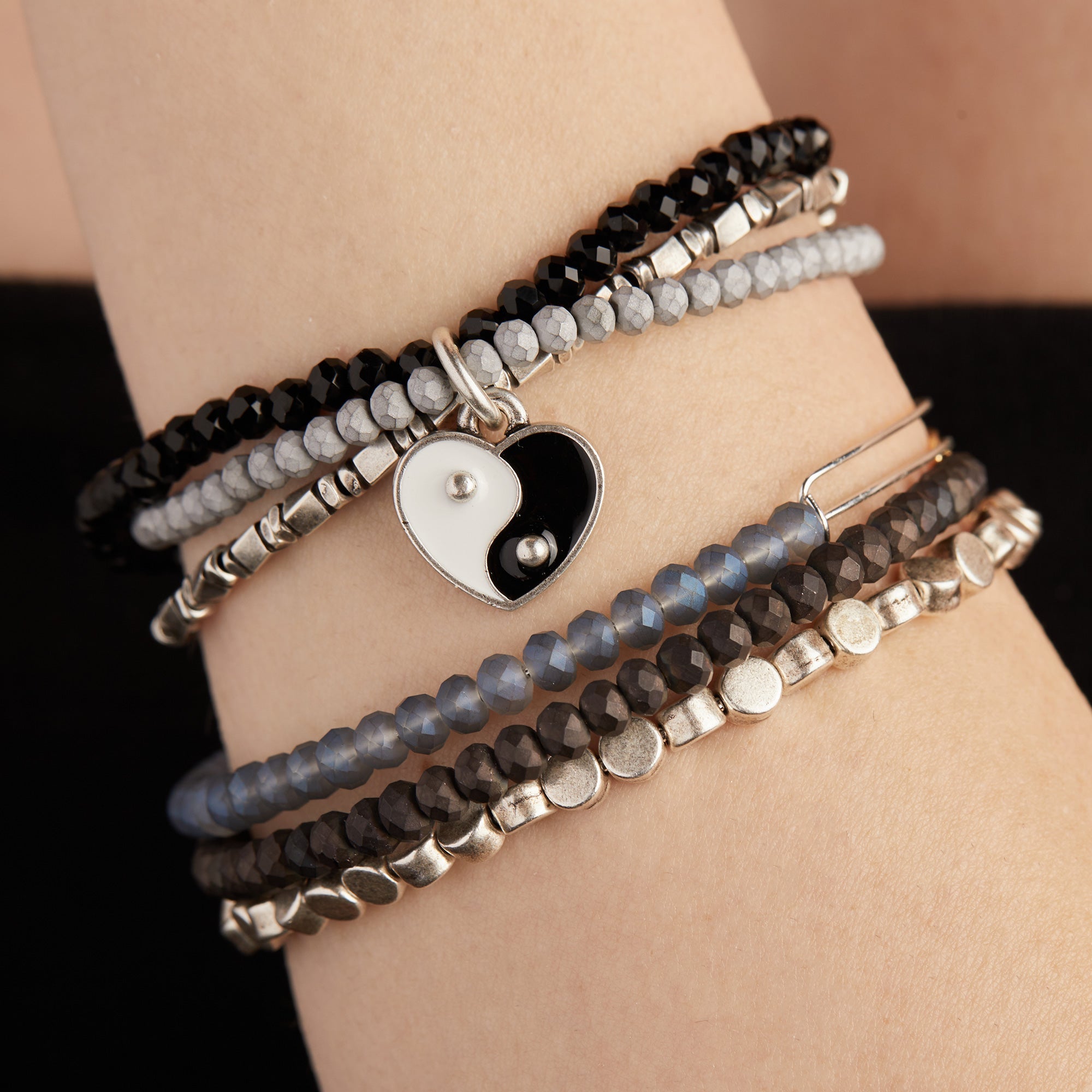 Matte Brilliance Beaded Bangle, Onyx