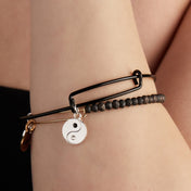 Matte Brilliance Beaded Bangle, Onyx