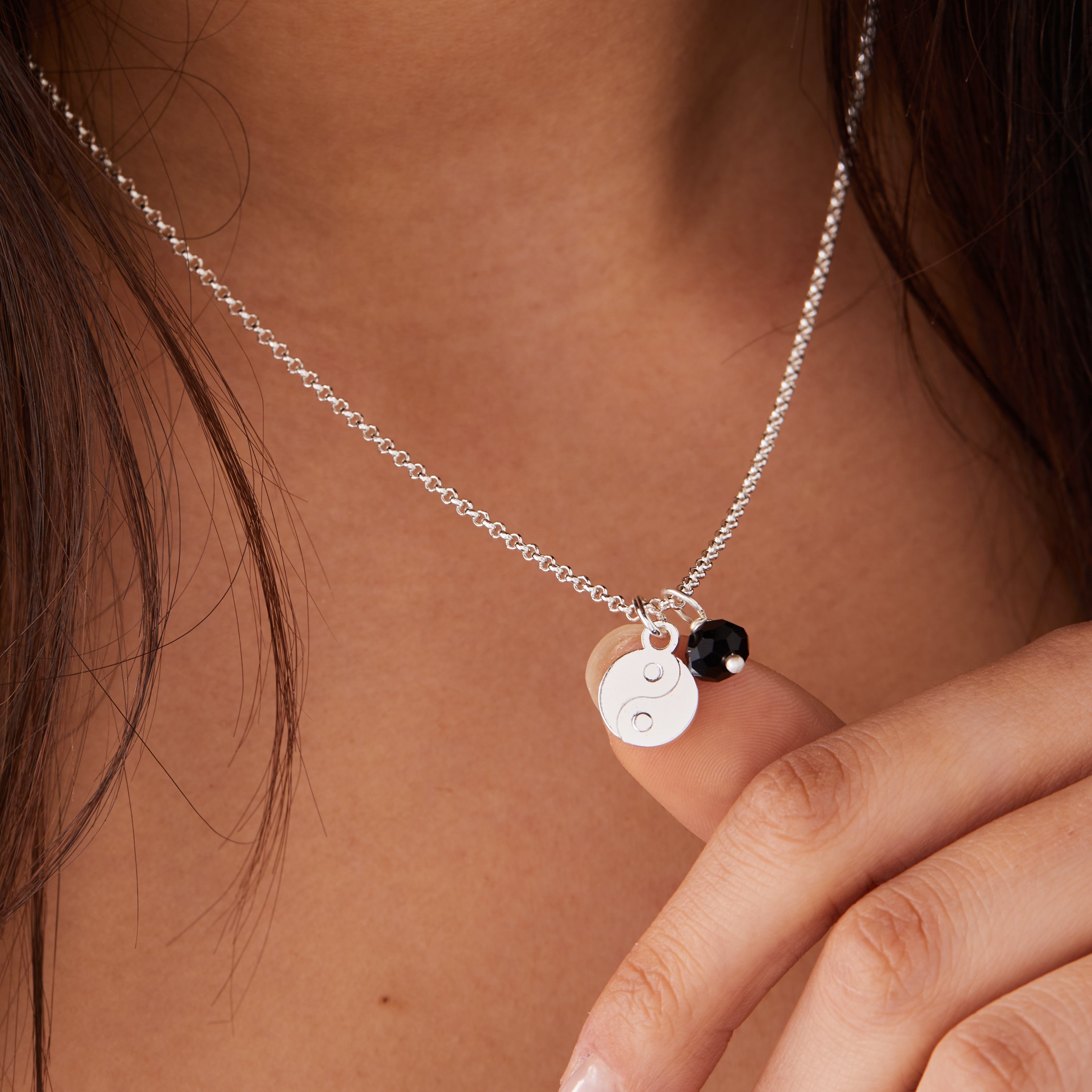 Yin Yang Duo Charm Necklace, Adjustable